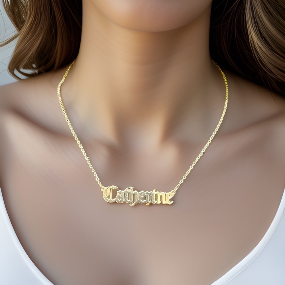 Rose Gold Name “Catherine” charm Pendant Necklace Nameplate